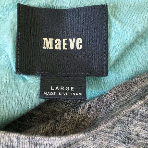 MAEVE Anthropologie Marled Gray Faux Wrap Overlay Front Cuffed Sleeve Dress - Picture 2 of 11